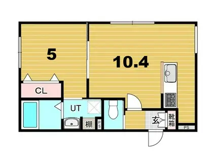 ヴィアルCITY恵庭(1LDK/4階)の間取り写真