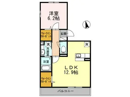 パルコートII(1LDK/2階)の間取り写真