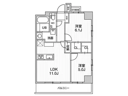ALTERNA日暮里(2LDK/10階)の間取り写真