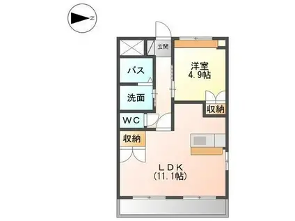 フェリーチェ(1LDK/2階)の間取り写真