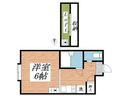 パンシオン白川台1(ワンルーム/2階)の間取り写真