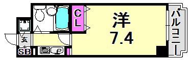 ライオンズマンション三宮東第2(1K/3階)の間取り写真