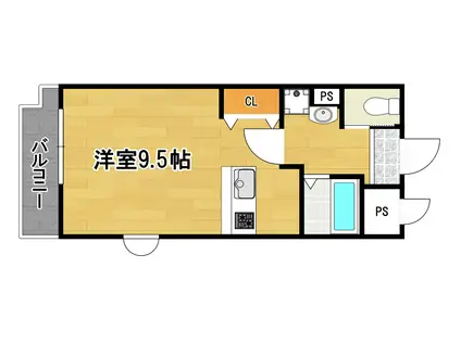 サンフラット(1K/4階)の間取り写真