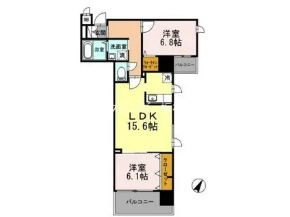 セルティスコート(2LDK/4階)の間取り写真