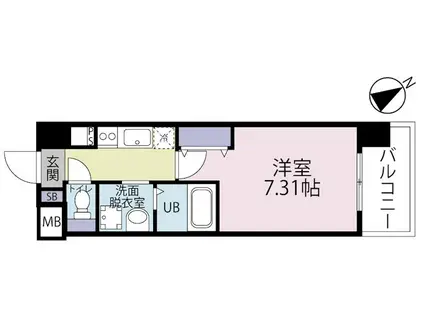 CENTER MARK三萩野(1K/6階)の間取り写真