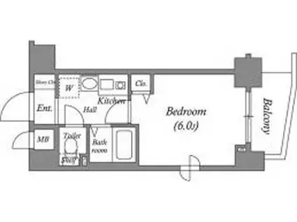 エステムコート神戸元町通(1K/8階)の間取り写真