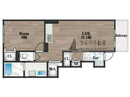 アルベーロディリモーネI(1LDK/1階)の間取り写真