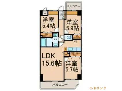 KZ SQUARE(3LDK/3階)の間取り写真