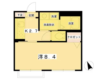 ヴィラージュウエスト(1K/2階)の間取り写真