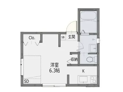 ECLAT登戸(ワンルーム/2階)の間取り写真