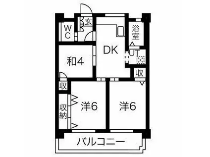 金城ビル(2SDK/4階)の間取り写真