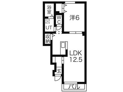 グレーシア 1LDK(1LDK/1階)の間取り写真