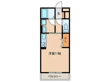 ベッロ・ルーチェIII(ワンルーム/1階)の間取り写真