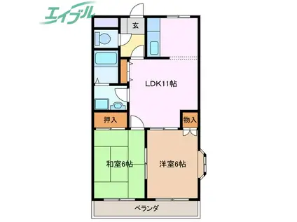 ロイヤルヒルズ21(2LDK/2階)の間取り写真