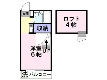 アプロアメニティハイツ(ワンルーム/2階)の間取り写真