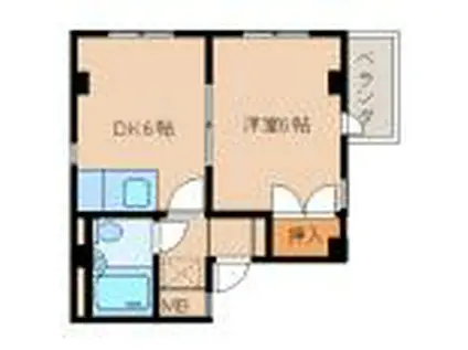 ドエル河田(1DK/4階)の間取り写真