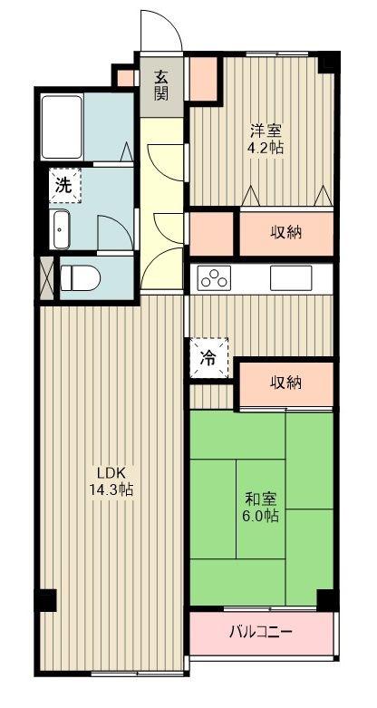 パレ武蔵小金井(2LDK/2階)の間取り写真