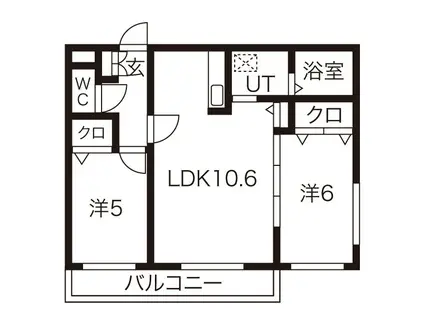 クレアメゾン環状通東(2LDK/2階)の間取り写真