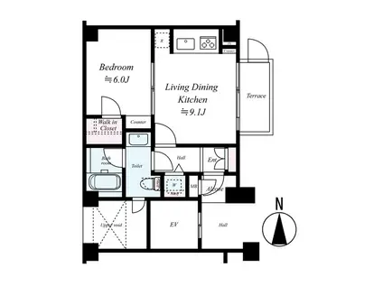 ミオカステーロ世田谷赤堤(1LDK/1階)の間取り写真