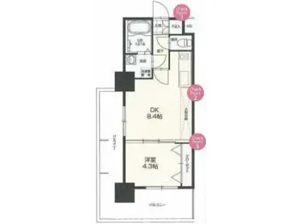 NO.72 HARBER イースト TOWER(1LDK/3階)の間取り写真