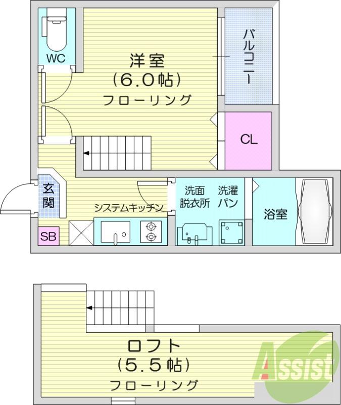 GREEN ACE(1K/2階)の間取り写真