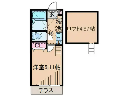プラナス片倉(1K/2階)の間取り写真