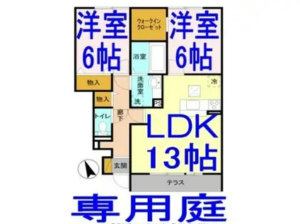 ヘルシーホーム THE 3RD(2LDK/1階)の間取り写真