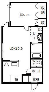 PRENDREII(1LDK/2階)の間取り写真