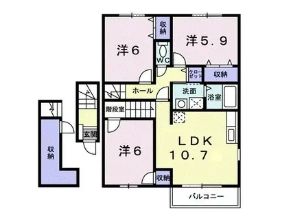 エクセレントC(3LDK/2階)の間取り写真