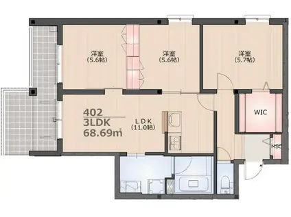 GERBERA(3LDK/4階)の間取り写真