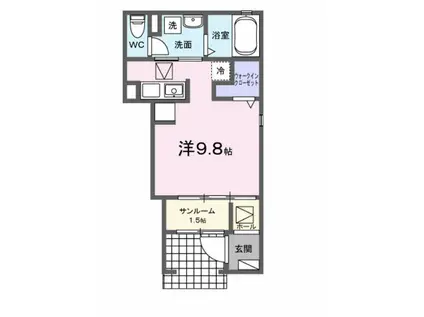 原町区橋本町3丁目アパートI(ワンルーム/1階)の間取り写真