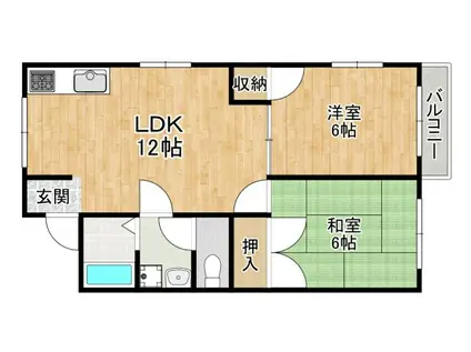 桜ヶ丘パークハイツ(2LDK/2階)の間取り写真