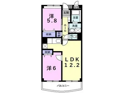 グランピア(2LDK/1階)の間取り写真