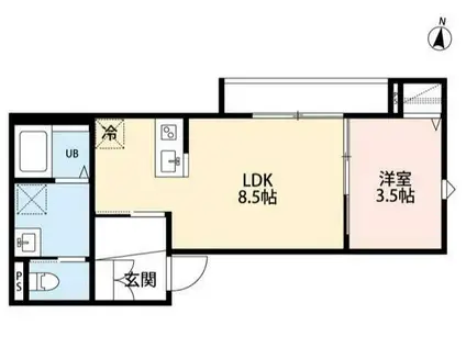 フォート・デルッシ西都賀(1LDK/3階)の間取り写真