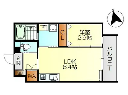 レジデンシャル広(1LDK/3階)の間取り写真