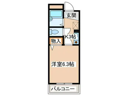 ソルシェール(1K/1階)の間取り写真