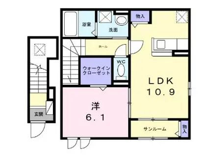 コート向田イースト(1LDK/2階)の間取り写真