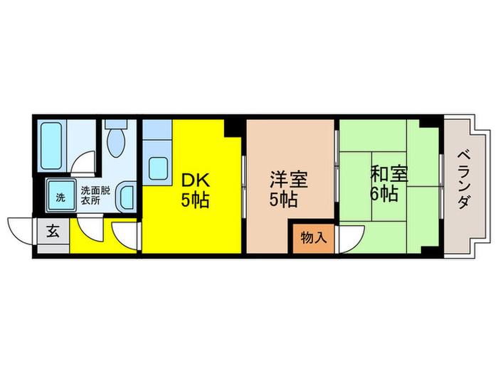 尚栄ドムス(2DK/3階)の間取り写真