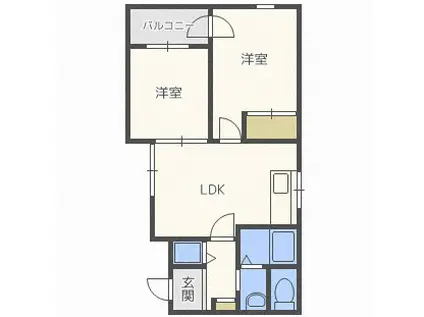 αNEXT札幌第14(2LDK/4階)の間取り写真