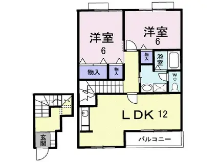 セトルクァイエットII(2LDK/2階)の間取り写真