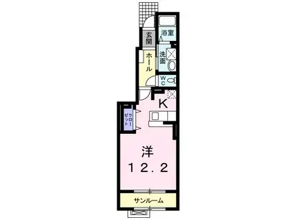 ブリーズ・アルカディアII(1K/1階)の間取り写真