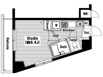 グランド・ガーラ西新宿イースト(1K/2階)の間取り写真