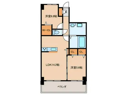 WEBER・D(2LDK/9階)の間取り写真