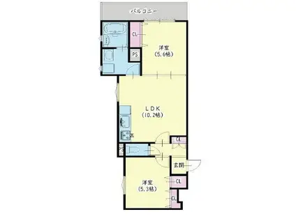 クリエオーレりんくうタウンI(2LDK/1階)の間取り写真