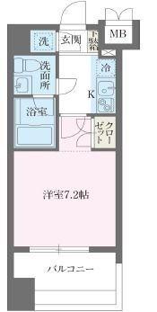 パシフィックレジデンス芝一丁目(1K/8階)の間取り写真