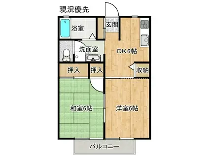 セシラ東津田II(2DK/2階)の間取り写真
