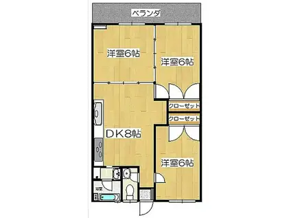 RESIDENCE JUN(3DK/3階)の間取り写真