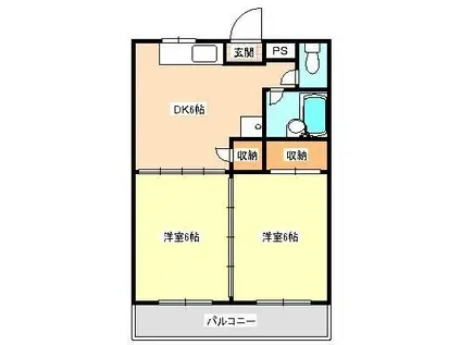 モイセスハウス津久礼(2DK/1階)の間取り写真