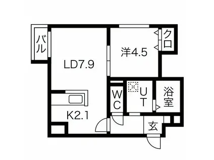 スリーナインXY(1LDK/5階)の間取り写真
