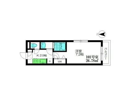 KAUHALE-K(1K/1階)の間取り写真